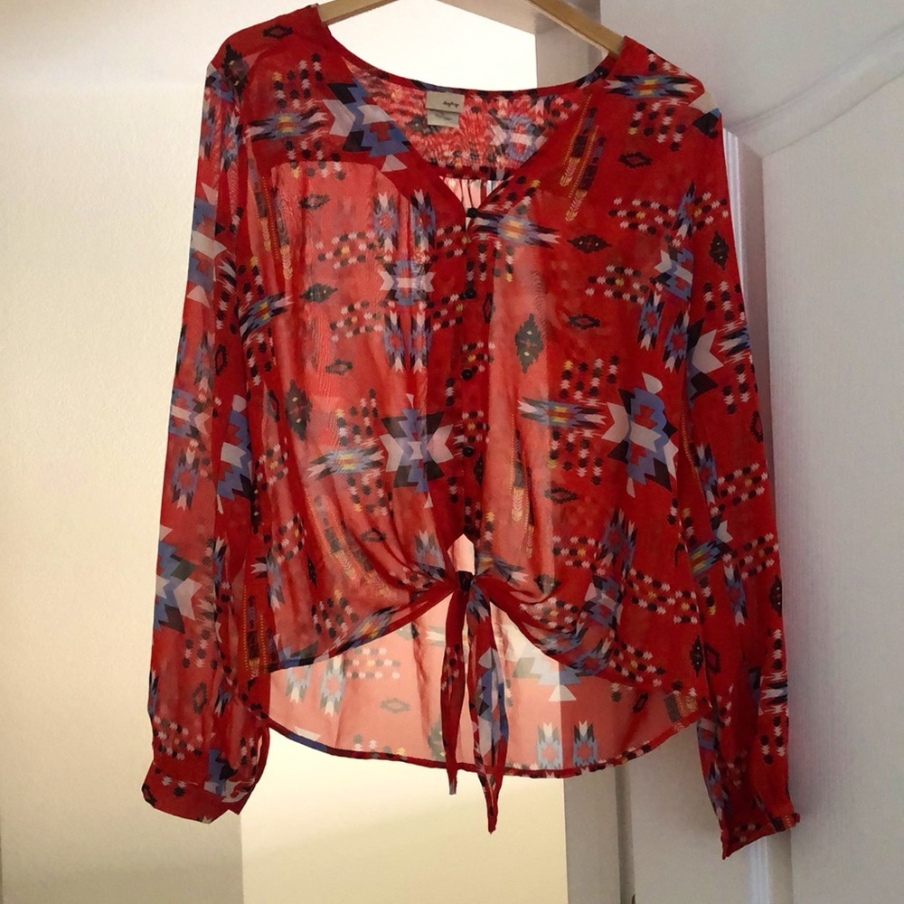 Red pattered top